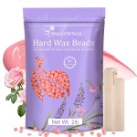 Mallowwax Hard Wax Beads for Hair Removal, 2LB - Premium Hair Removal Wax Refill for Sensitive Skin with Rose Formula, Ideal for Facial and Brazilian Areas