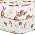 Pack n Play Sheets, BROLEX 2 Pack Mini Crib Sheets,Stretchy Portable Fitted Playard Sheet Set, Convertible Playard Mattress Cover,Ultra Soft Breathable Material,Bunny Nuts
