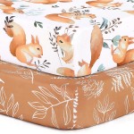 Pack n Play Sheets, BROLEX 2 Pack Mini Crib Sheets,Stretchy Portable Fitted Playard Sheet Set, Convertible Playard Mattress Cover,Ultra Soft Breathable Material,Squirrel & Foliage
