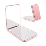 WOBSION Small Mirror with Lights,LED Compact Makeup Mirror,1x/3x Mini Travel Mirror with Magnification,Portable for Purse,Pocket,Gifts for Girls,Rose Gold