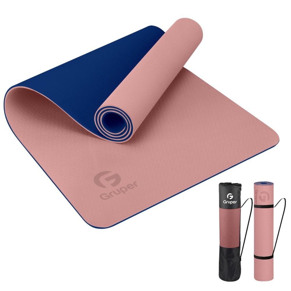 Yoga Mat Non Slip, Eco Friendly Fitness Exercise Mat with Carrying Strap,Pro Yoga Mats for Women,Workout Mats for Home, Pilates and Floor Exercises (2.Pink/Navy Blue, Thickness-6mm)