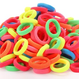 200 Pack Hair Ties BEoffer Baby Toddlers Girls Elastics Hair Bands No Damage Multicolor Colorful Small Rubber Bands Ponytail Pigtails Holders Not Harm to Hair (Fluorescent)