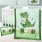 Cloele Crib Bedding Set for Boys,4 Piece Dinosaur Baby Bedding Set,Standard Size Toddler Nursery Bedding Includes Comforter,Crib Skirt,Fitted Sheet&Pillowcase,Soft Dinosaur Blanket-Green