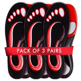 EIRMAT Orthotic Insoles Men 3-Pairs - High Arch Support, Sweat-Wicking & All-Day Comfort for Athletic, Casual Shoes(Men 9-10.5/Women 10-11.5)