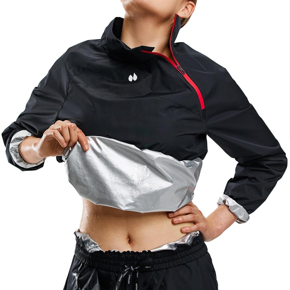 HOTSUIT Sauna Suit Women Boxing Sauna Jacket Women Anti Rip Workout Sweat Suit for Gym, Black, XL