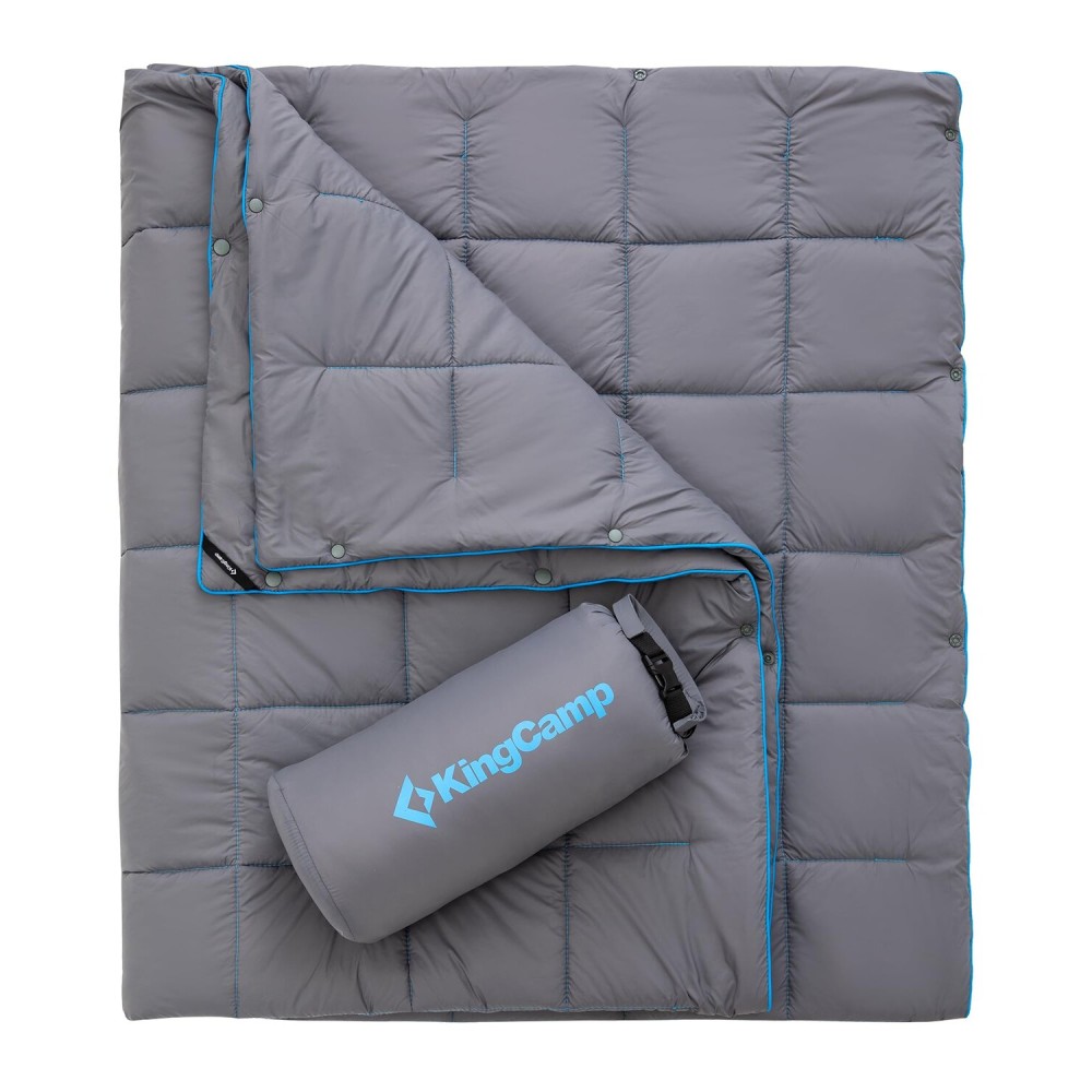 KingCamp Ultralight Camping Blanket, Packable Down Alternative Puffy Wearable Blankets Weatherproof Warm Package Quilt with Snap Buttons for Outdoor Hiking Travel Picnic Stadium (69 x 53, Charcoal)