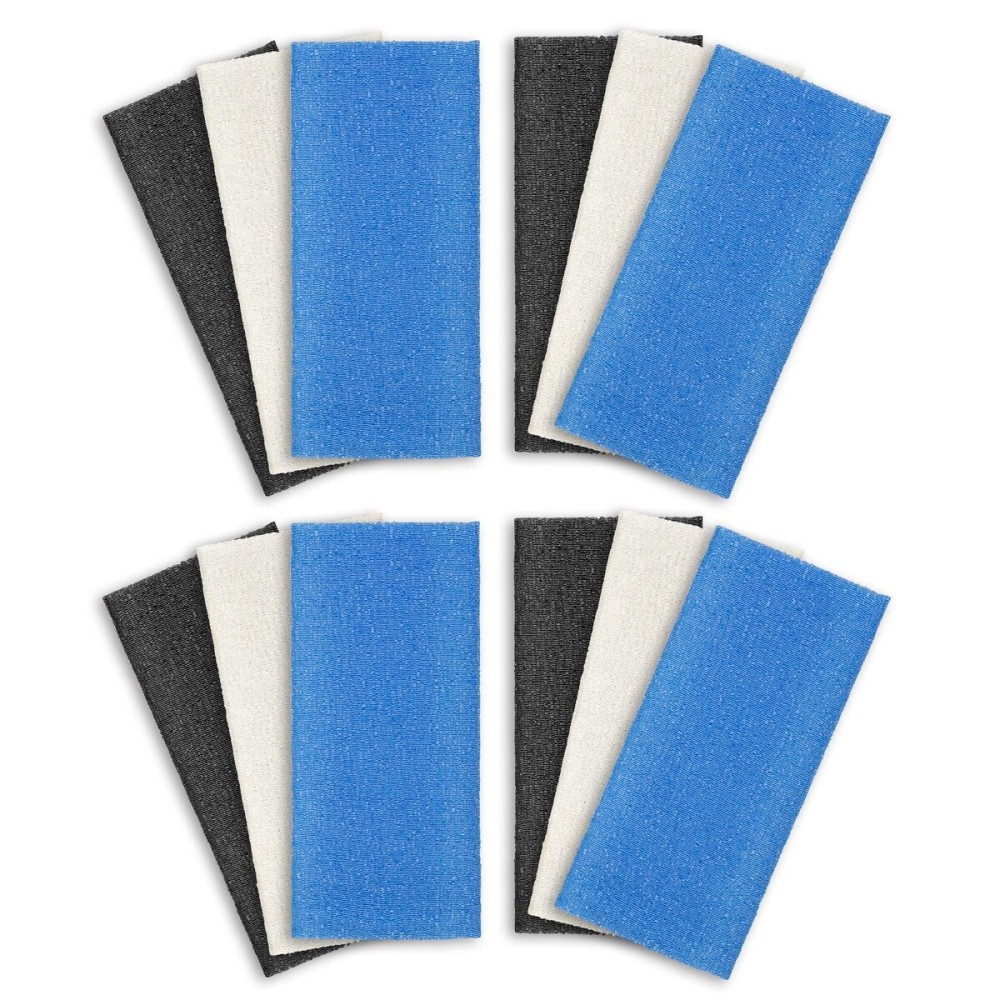 ARCH&M Exfoliating Washcloth 12 Pack Back Scrubber for Shower Towel Body Scrubber Microabrasion Sponge Japanese Bath Wash Korean Beauty Wash Cloth Loofah Scrubber Black Off-White Navy-Blue