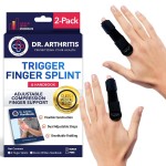 Dr. Arthritis Trigger Finger Splint, Multifunction Finger Brace Straightener for Arthritis, Sprain & Injury Support, Mallet Splint Compression that Fits Index, Middle, Ring, Pinky Joints (Black, Small)