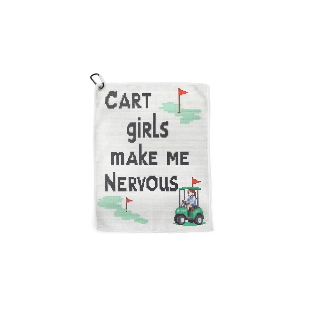 SHANKITGOLF Golf Towel Microfiber Funny Gift for Men, Premium \'Cart Girls Make Me Nervous\' Humor Towel with Carabiner Clip, Golfing Accessories for Dad, Husband, Golfers