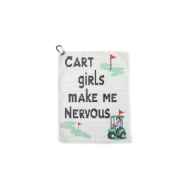SHANKITGOLF Golf Towel Microfiber Funny Gift for Men, Premium \'Cart Girls Make Me Nervous\' Humor Towel with Carabiner Clip, Golfing Accessories for Dad, Husband, Golfers