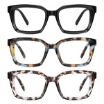 XVXV Reading Glasses for Women Men - Blue Light Blocking Readers Oversize Oprah Square Anti Glare/Eyestrain Spring Hinge(3Pack*Mix3,2.25X)