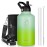 BUZIO 64oz Insulated Water Bottle, Triple Wall Stainless Steel (Cold for 48 Hrs) Leakproof Half gallon Jug/Flask with Straw Lid and Carry Bag for Sports Hiking, Camping, Gradient Green