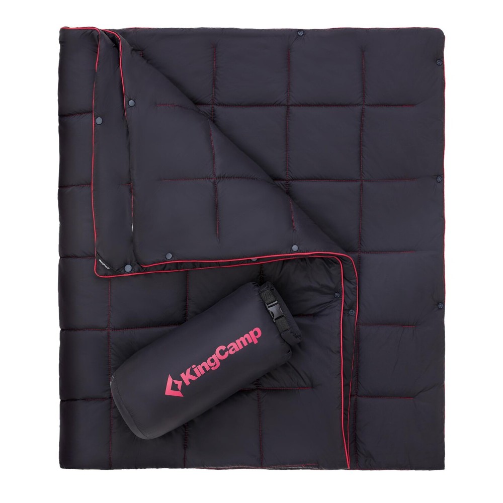 KingCamp Ultralight Camping Blanket, Packable Down Alternative Puffy Wearable Blankets Weatherproof Warm Package Quilt with Snap Buttons for Outdoor Hiking Travel Picnic Stadium (69L x 53W, Black)