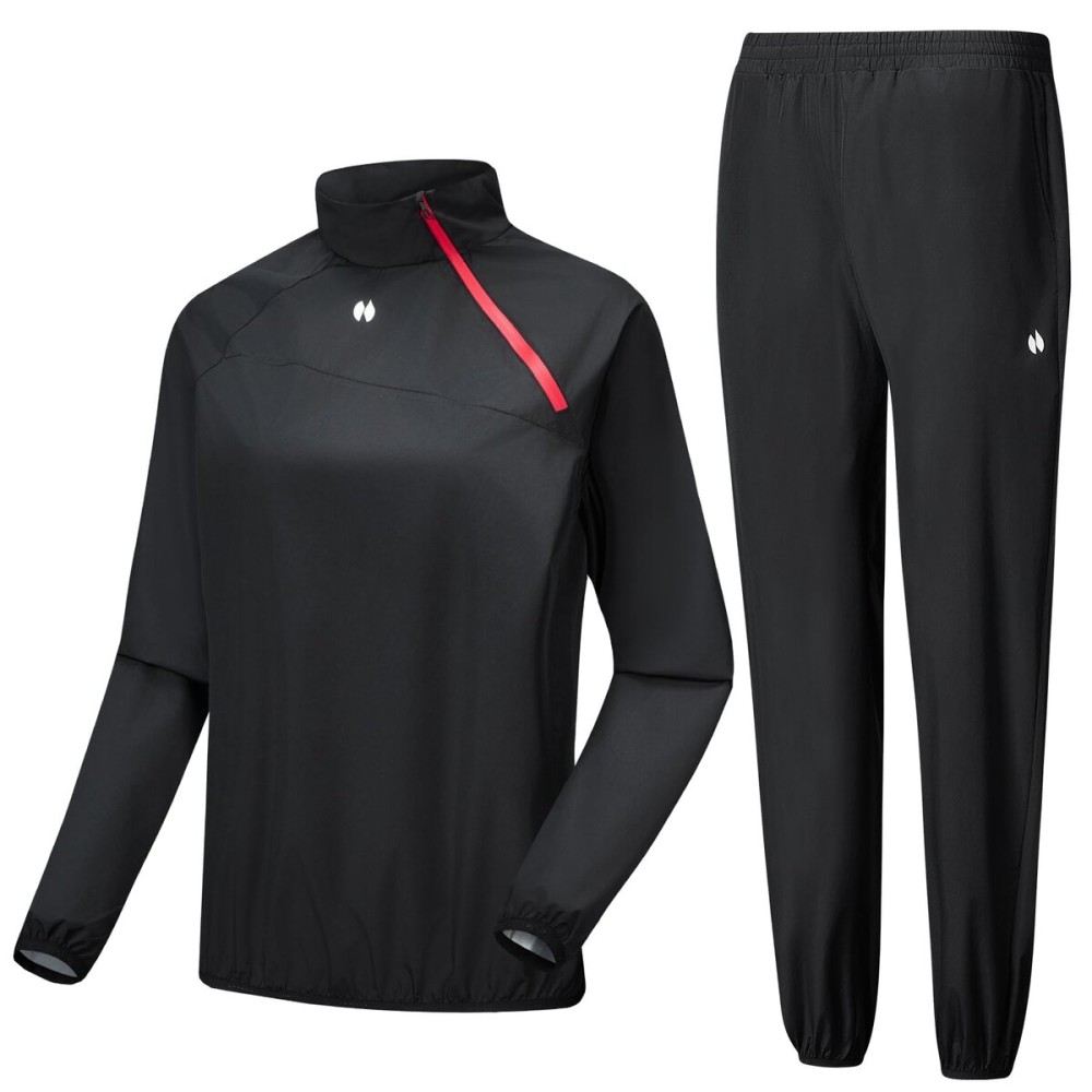 HOTSUIT Sauna Suit Women Sweat Sauna Jacket Pant Odorless Sweat Suit Women for Gym Workout, Black, 4XL