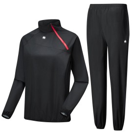HOTSUIT Sauna Suit Women Sweat Sauna Jacket Pant Odorless Sweat Suit Women for Gym Workout, Black, 4XL
