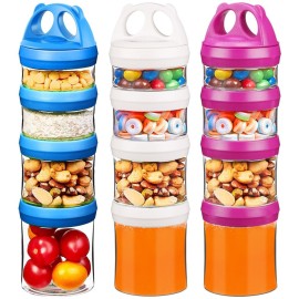 SELEWARE Portable Stackable Food Storage Containers for Snacks Formula Powder and Drinks Twist Lock System Airtight Leak-proof BPA and Phthalate Free Red Blue and White