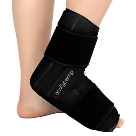 Comfytemp Large Ankle Foot Ice Pack Wrap for Plantar Fasciitis Relief, FSA Eligible HSA, Feet Brace for Sprained Ankle, Heel Spur, Swelling, Tendonitis, Pain, Hot & Cold Therapy, 1 Pack (Black)