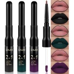 evpct 3Pcs Dark Black Green Purple Matte Lip Liner and Liquid Lipstick Lip Stain Sets for Women Long Lasting Waterproof, 24 Hours Goth Lipstick labiales matte mate larga duracion listip 24 hours, 19