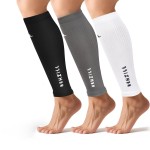 NEWZILL Calf Compression Sleeve for Men & Women | Footless Compression Socks for Shin Splint Relief, Varicose Veins | Leg Sleeve for Running, Travel, Nursing, Fitness (Black/White/Grey 3Pairs L/XL)