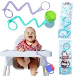 Brilli Baby Cup Catcher Patented Safety Tether Strap, Attach Sippy Cups, Bottles, Pacifiers & More to Stroller, High Chair, Car Seat, Made in USA, Food Grade, Dishwasher Safe (Lavender & Aqua)