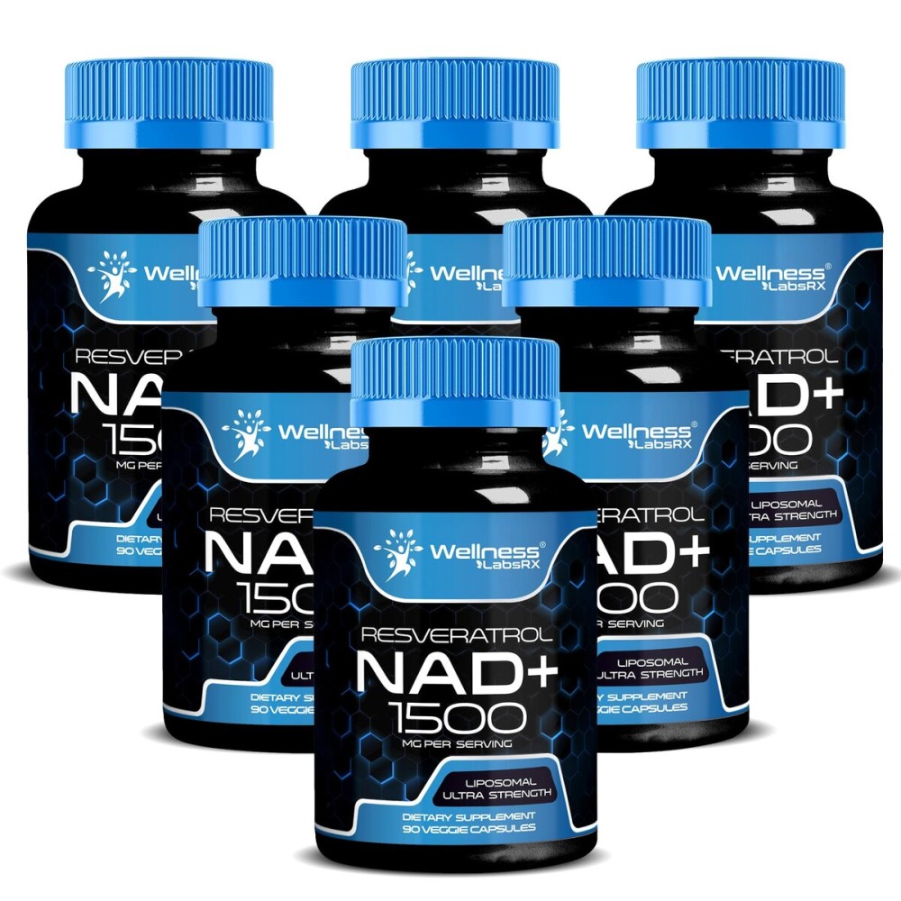 WELLNESS LABSRX NAD Supplement, 1500mg - Liposomal NAD+ Supplement with Resveratrol, NAD Plus Boosting - Support Cellular Health, Stamina & Healthy Aging - Ultra Strength Capsules, USA Made - 6 Pack