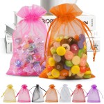 ANZNKU 50 Pack Multicolor Organza Bags 4 x 6 inch, Small Mesh Bag Drawstring, Organza Gift Bag for Christmas Wedding Party Favor Jewelry Candy