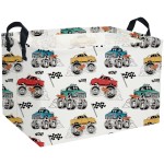 Essme Rectangular Monster Truck Baskets Boys Basket,Kids Storage Bins with Handles for Car Decor, Racing Storage BinMonster truck