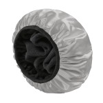 YIZIJIZI Triple Layer Reusable Waterproof Shower Cap for Women Large Terry Lined Hair Cap for Long Thick Hair Travel Bath Care Grey