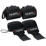 Hustle Athletics Wrist Wraps for Weightlifting - 18 & 12 Premium Wrist Support Weight Lifting Wraps to Lift Heavier & Train Harder - Heavy Duty Powerlifting & Bench Press Gym Straps for Men & Women