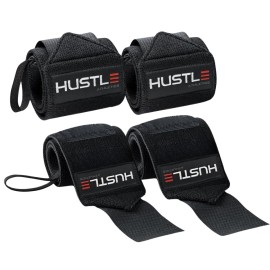 Hustle Athletics Wrist Wraps for Weightlifting - 18 & 12 Premium Wrist Support Weight Lifting Wraps to Lift Heavier & Train Harder - Heavy Duty Powerlifting & Bench Press Gym Straps for Men & Women
