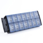 Sukuos Weekly Pill Organizer 7 Day 2 Times a Day, Quick Fill Daily Pill Box AM PM, Easy to Open Large Vitamin Cases (Blue)