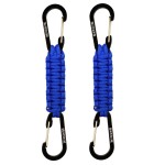 BRAVESHINE Carabiner Keychain Hook with Paracord Strap - 2 Pack Blue D Ring Key Clips Para Cord Lanyard Hanger Stroller Hooks Holder for Water Bottle, Belt Loop Keys, Backpack, Boys, Girls, Men, Women