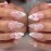 Foccna French Press on Nails Pink Medium, 3D Flower Fake Nails Almond Acrylic False Nails White,Artificial Nails for Women and Girls 24pcs