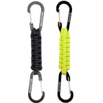 BRAVESHINE Carabiner Keychain Hook with Paracord Strap - 1 Black 1 Green D Ring Key Clips Para Cord Lanyard Hanger Stroller Hooks for Water Bottle, Belt Loop Keys, Backpacks, Boys, Girls, Men, Women