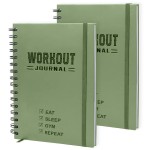 Hardcover Fitness Planner Workout Journal for Women & Men - Undated A5 Sturdy Workout Notebook to Track Gym & Home Workouts - Green Separately Packaged 2 Pieces