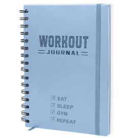 Nextnoid Hardcover Fitness Journal Workout Planner for Men & Women - A5(5.7 x 8.3) Sturdy Workout Log Book to Track Gym & Home Workouts - Blue