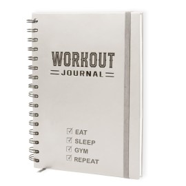 Nextnoid Hardcover Fitness Planner Workout Journal for Men & Women - A5(5.7 x 8.3) Sturdy Workout Book Log to Track Gym & Home Workouts - Beige