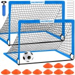 Soccer Goals for Backyard Set - 2 of 5\' x 3.6\' Portable Soccer Goal Training Equipment, Pop Up Soccer Net with Soccer Ball, Soccer Set for Games, Sports