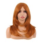 MapofBeauty 20 Inch/50 cm Long Layered With Bangs Straight Synthetic fiber Shoulder Length Hair for Daily Use or Party Wig (Orange)