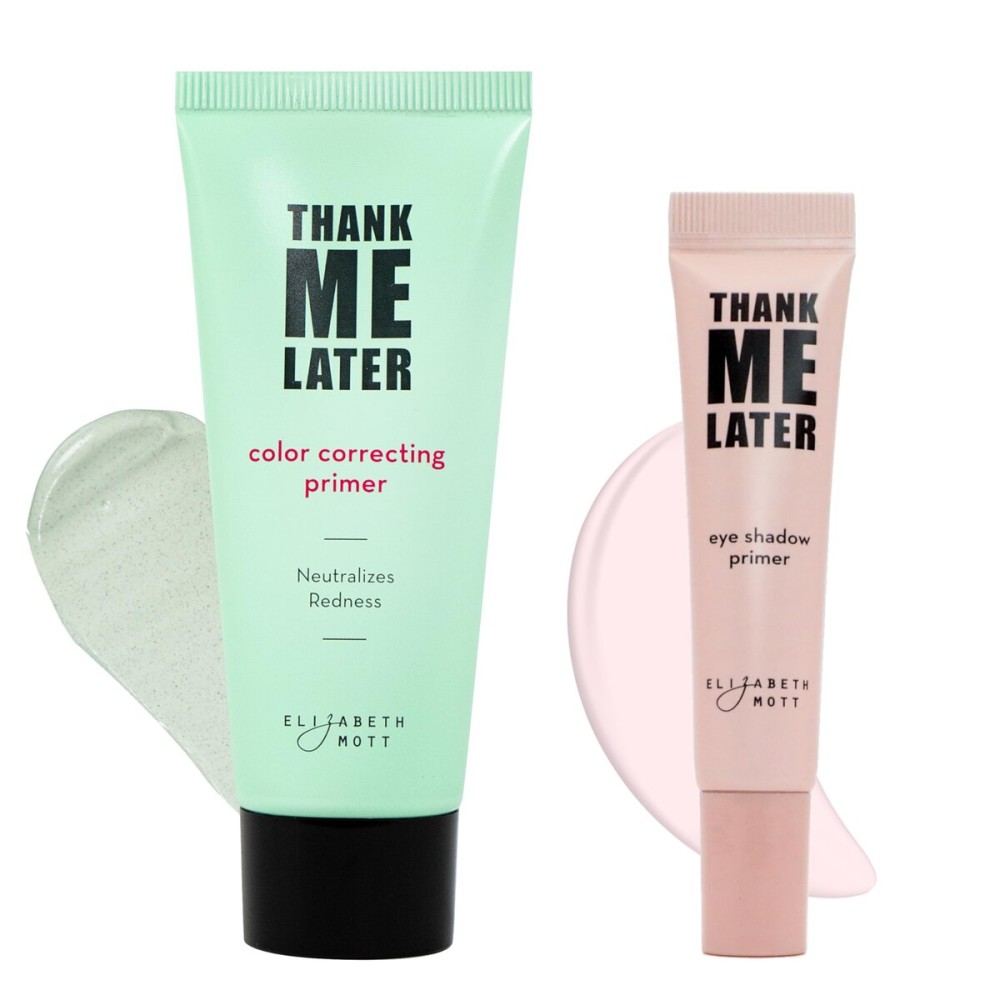 Elizabeth Mott Thank Me Later Color Correcting & Eye Primer Duo - Face Primer with Niacinamide for Redness Control & Smooth Makeup Base - Eye Primer for Long-Lasting, Crease-Free Eyeshadow - 30g + 10g