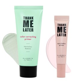 Elizabeth Mott Thank Me Later Color Correcting & Eye Primer Duo - Face Primer with Niacinamide for Redness Control & Smooth Makeup Base - Eye Primer for Long-Lasting, Crease-Free Eyeshadow - 30g + 10g