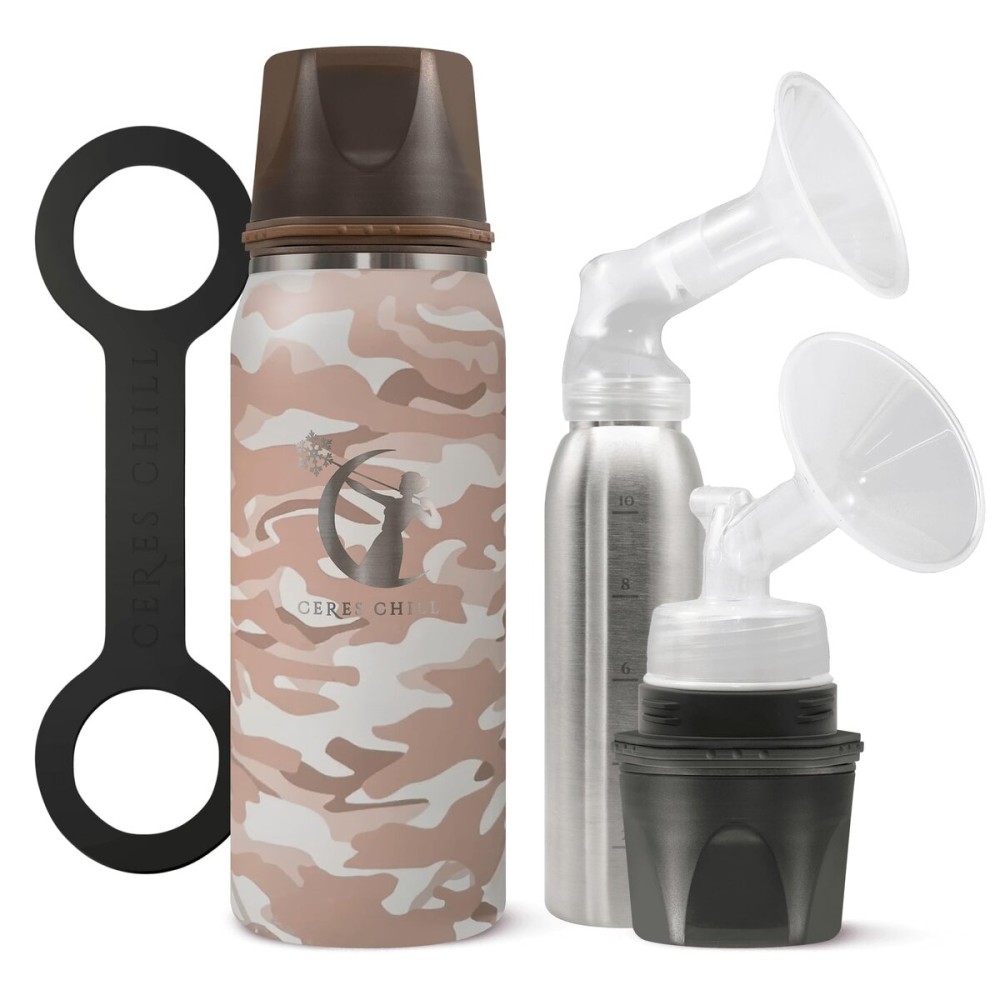 CERES CHILL OG Breastmilk Chiller & Warmer - 12-34oz Portable Breast Milk Cooler, Storage & Baby Bottle for Travel, Work or On-The-Go - Pump Compatible Container - in Plain Sight Camo