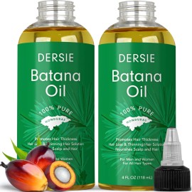 (Pack of 2) Batana Oil for Hair Growth: Dr Sebi Organic Raw Batana Oil from Honduras - 100% Pure & Natural - For Thicker & Stronger Hair - 4 FL OZ Per Bottle