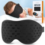 LitBear Breathable Sleep Mask, 3D Eye Mak Sleep for Side Sleepers Women Men, Light Blocking Sleeping Mask with Adjustable Strap, Soft Lightweight Eye Cover for Travel, Night Work, Nap, Office - Black
