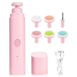 Baby Nail Trimmer Electric, Rechargeable Baby Nail Clippers, Baby Nail File Manicure Set with 6 Grinding Heads for Toddler, Newborn (Pink)