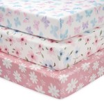 FIEMOL Baby Mini Crib Sheets Girl, Portable 38x26 Pack and Play Sheets Fitted for Playard and Pack N Play Mattress, 3-Pack Soft Microfiber Pink Butterfly Flower