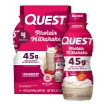 Quest Nutrition Strawberry Protein Shake, 45g Protein, 2g Sugar, 4g Net Carbs, Ready to Drink, Gluten Free, 4 Count