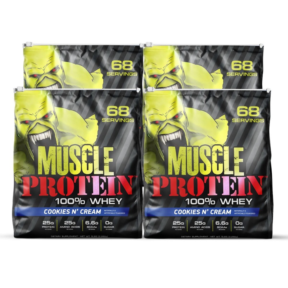 COLOSSAL LABS Muscle Whey Protein Flavored Protein Powder, 25,000mg Amino Acids/Serving, Cold Filtered(Packaging May Vary) (20 Pound (Pack of 4), Cookies & Cream)