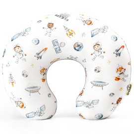 GRSSDER Reversible Nursing Pillow Cover, Ultra Soft Stretchy Minky Removable Nursing Covers Fitted for Breastfeeding Pillows Snug and Safe, Space
