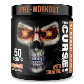 JNX SPORTS The Curse! Pre Workout Powder for Men & Women, Caffeine, Beta-Alanine, Creatine, L-Citrulline, 50 Servings, Peach Mango Flavor - Boost Energy, Strength & Focus